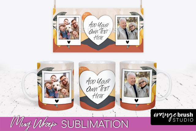 Add Your Photo Mug Wrap - Boho Mug Sublimation Design Sublimation OrangeBrushStudio 