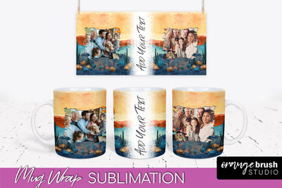 Add Your Photo Mug Wrap - Boho Mug Sublimation Design Sublimation OrangeBrushStudio 