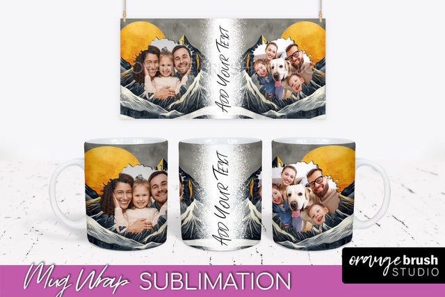 Add Your Photo Mug Wrap - Boho Mug Sublimation Design Sublimation OrangeBrushStudio 