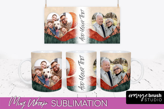 Add Your Photo Mug Wrap - Boho Mug Sublimation Design Sublimation OrangeBrushStudio 