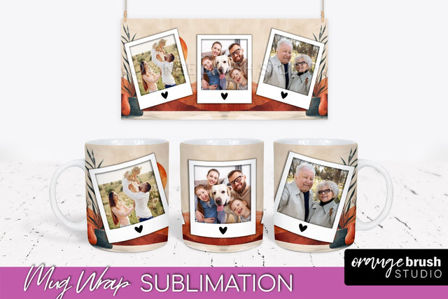 Add Your Photo Mug Wrap - Boho Mug Sublimation Design Sublimation OrangeBrushStudio 
