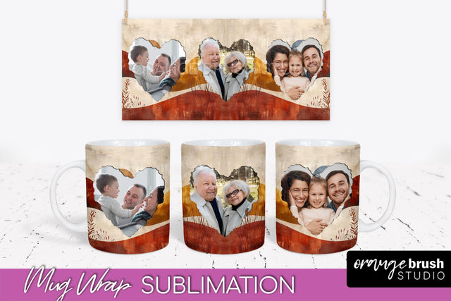 Add Your Photo Mug Wrap - Boho Mug Sublimation Design Sublimation OrangeBrushStudio 