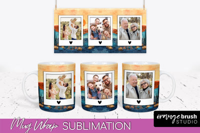 Add Your Photo Mug Wrap - Boho Mug Sublimation Design Sublimation OrangeBrushStudio 