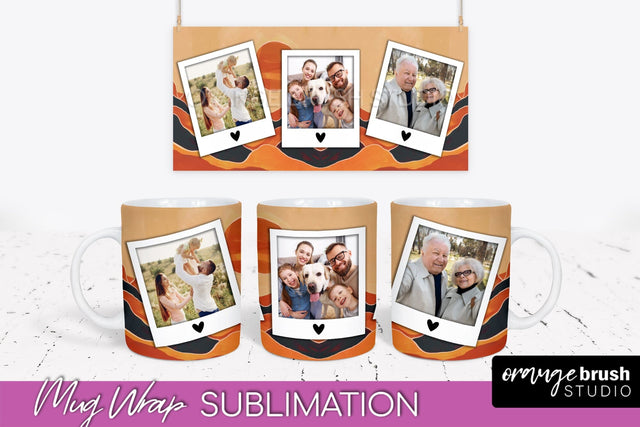 Add Your Photo Mug Wrap - Boho Mug Sublimation Design Sublimation OrangeBrushStudio 