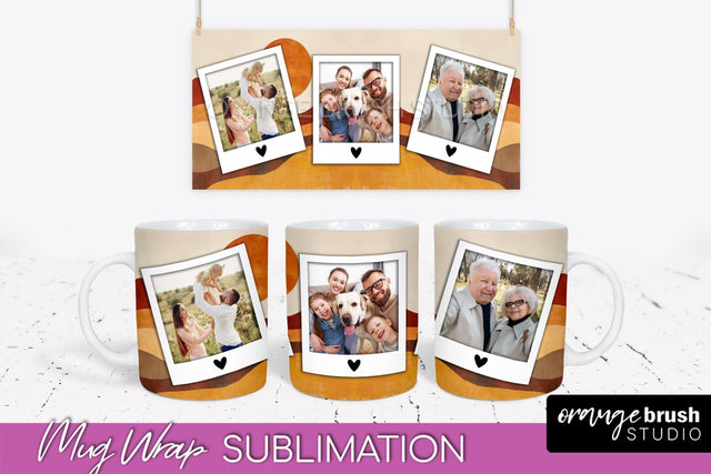 Add Your Photo Mug Wrap - Boho Mug Sublimation Design Sublimation OrangeBrushStudio 