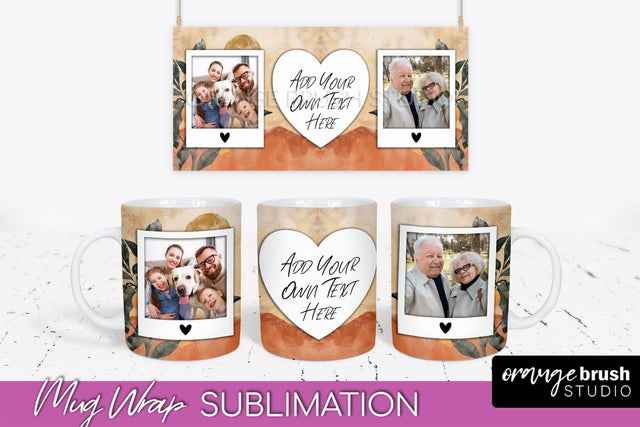 Add Your Photo Mug Wrap - Boho Mug Sublimation Design Sublimation OrangeBrushStudio 