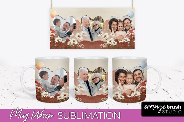 Add Your Photo Mug Wrap - Boho Mug Sublimation Design Sublimation OrangeBrushStudio 