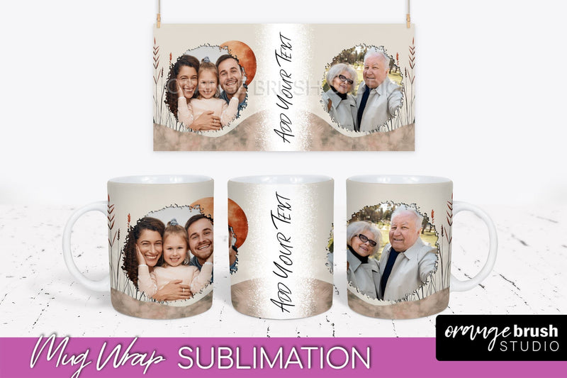 Add Your Photo Mug Wrap - Boho Mug Sublimation Design Sublimation OrangeBrushStudio 