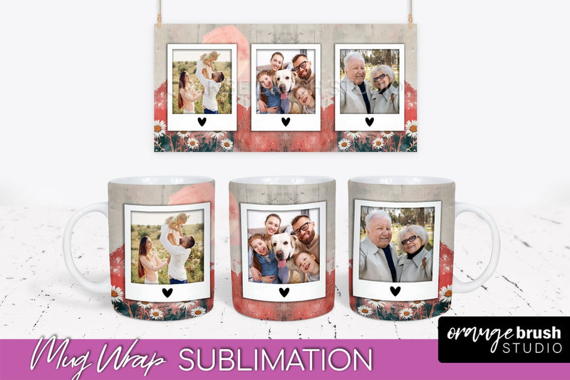 Add Your Photo Mug Wrap - Boho Mug Sublimation Design Sublimation OrangeBrushStudio 