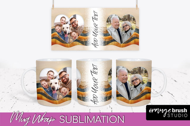 Add Your Photo Mug Wrap - Boho Mug Sublimation Design Sublimation OrangeBrushStudio 