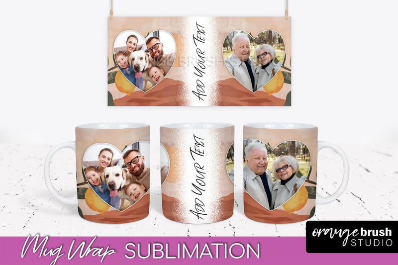 Add Your Photo Mug Wrap - Boho Mug Sublimation Design Sublimation OrangeBrushStudio 
