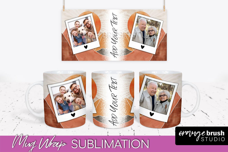 Add Your Photo Mug Wrap - Boho Mug Sublimation Design Sublimation OrangeBrushStudio 