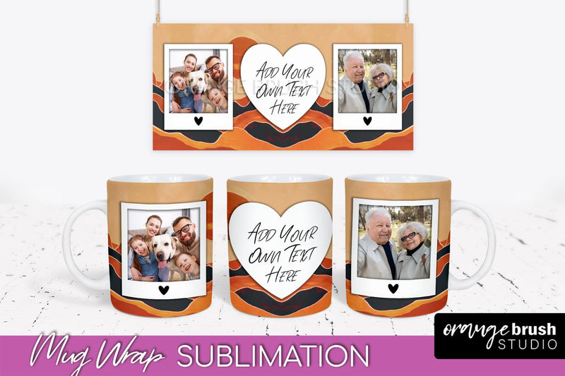Add Your Photo Mug Wrap - Boho Mug Sublimation Design Sublimation OrangeBrushStudio 