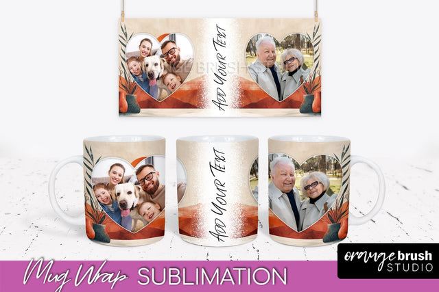Add Your Photo Mug Wrap - Boho Mug Sublimation Design Sublimation OrangeBrushStudio 