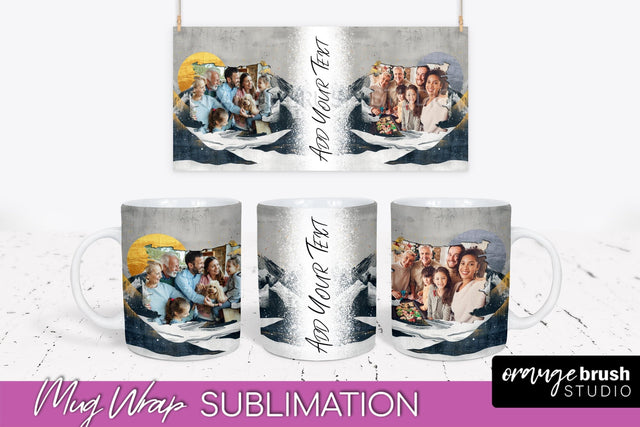 Add Your Photo Mug Wrap - Boho Mug Sublimation Design Sublimation OrangeBrushStudio 