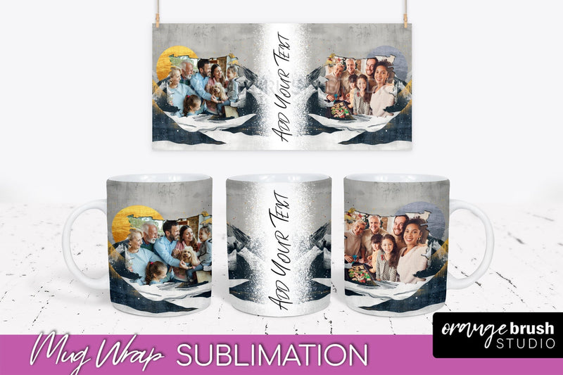 Add Your Photo Mug Wrap - Boho Mug Sublimation Design Sublimation OrangeBrushStudio 