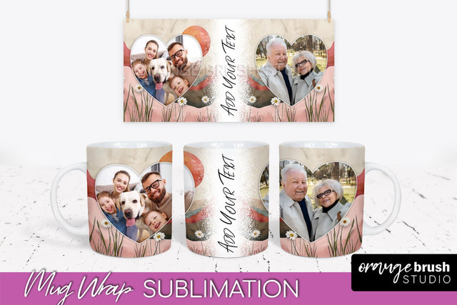 Add Your Photo Mug Wrap - Boho Mug Sublimation Design Sublimation OrangeBrushStudio 