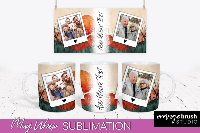 Add Your Photo Mug Wrap - Boho Mug Sublimation Design Sublimation OrangeBrushStudio 