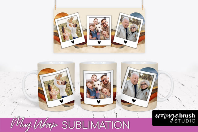 Add Your Photo Mug Wrap - Boho Mug Sublimation Design Sublimation OrangeBrushStudio 