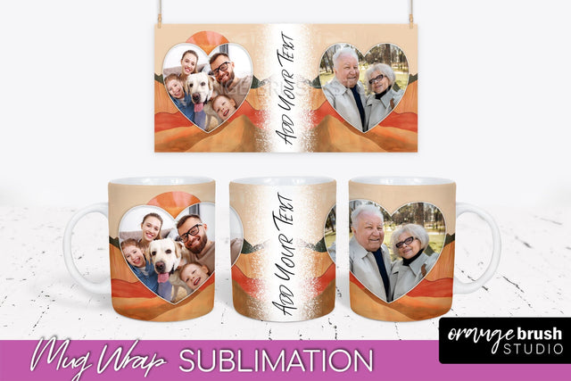 Add Your Photo Mug Wrap - Boho Mug Sublimation Design Sublimation OrangeBrushStudio 
