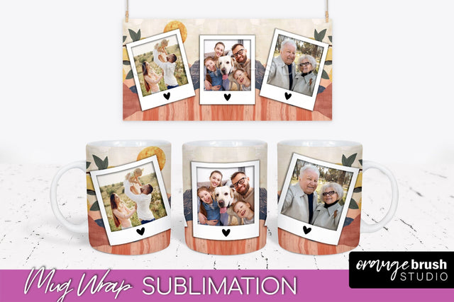 Add Your Photo Mug Wrap - Boho Mug Sublimation Design Sublimation OrangeBrushStudio 