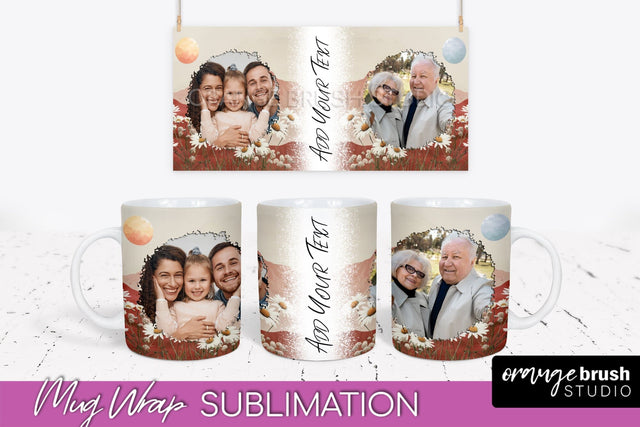 Add Your Photo Mug Wrap - Boho Mug Sublimation Design Sublimation OrangeBrushStudio 