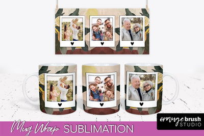 Add Your Photo Mug Wrap - Boho Mug Sublimation Design Sublimation OrangeBrushStudio 