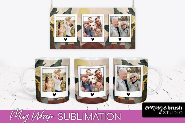 Add Your Photo Mug Wrap - Boho Mug Sublimation Design Sublimation OrangeBrushStudio 