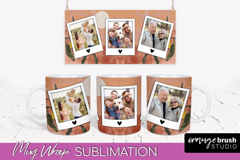 Add Your Photo Mug Wrap - Boho Mug Sublimation Design Sublimation OrangeBrushStudio 