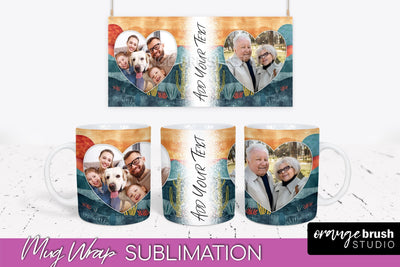 Add Your Photo Mug Wrap - Boho Mug Sublimation Design Sublimation OrangeBrushStudio 