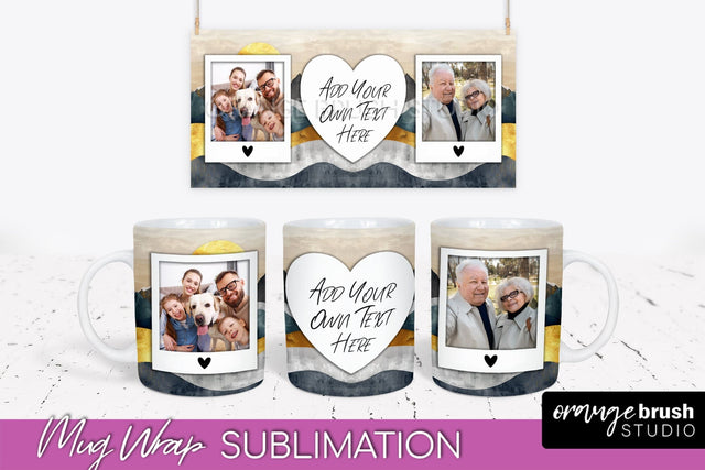 Add Your Photo Mug Wrap - Boho Mug Sublimation Design Sublimation OrangeBrushStudio 