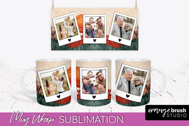 Add Your Photo Mug Wrap - Boho Mug Sublimation Design Sublimation OrangeBrushStudio 