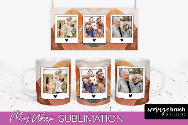 Add Your Photo Mug Wrap - Boho Mug Sublimation Design Sublimation OrangeBrushStudio 