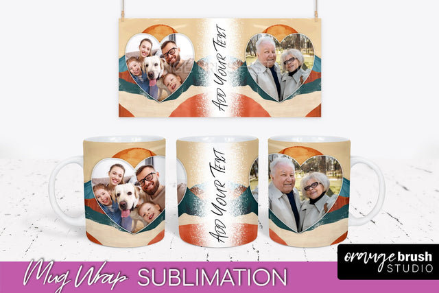 Add Your Photo Mug Wrap - Boho Mug Sublimation Design Sublimation OrangeBrushStudio 