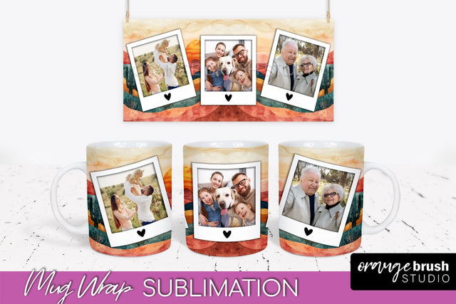 Add Your Photo Mug Wrap - Boho Mug Sublimation Design Sublimation OrangeBrushStudio 