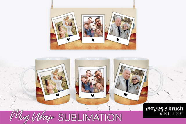 Add Your Photo Mug Wrap - Boho Mug Sublimation Design Sublimation OrangeBrushStudio 