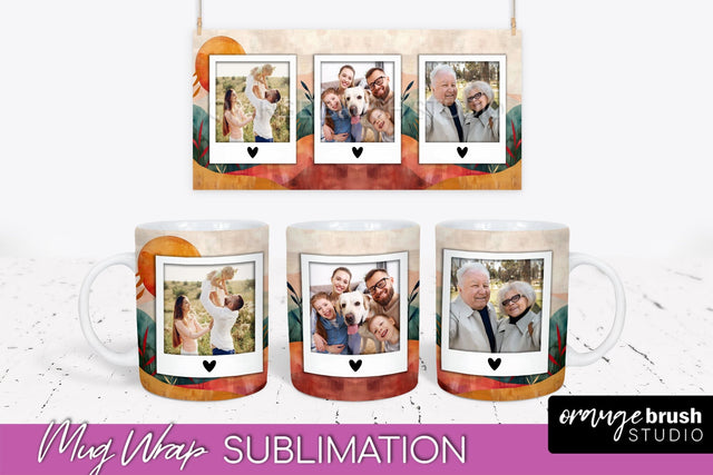 Add Your Photo Mug Wrap - Boho Mug Sublimation Design Sublimation OrangeBrushStudio 