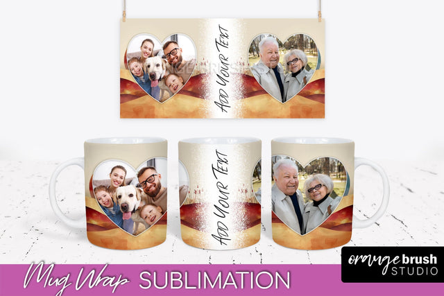 Add Your Photo Mug Wrap - Boho Mug Sublimation Design Sublimation OrangeBrushStudio 