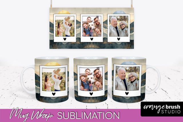 Add Your Photo Mug Wrap - Boho Mug Sublimation Design Sublimation OrangeBrushStudio 