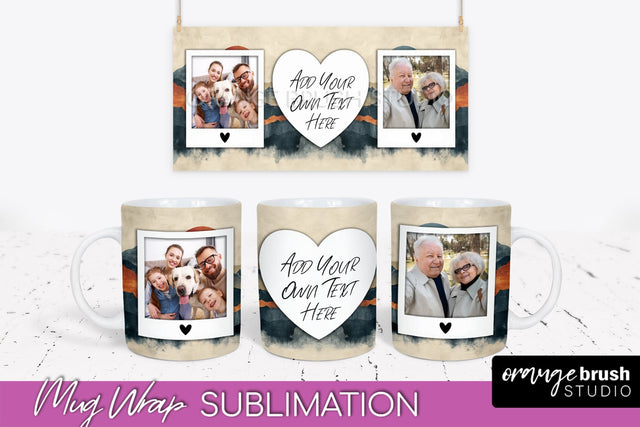 Add Your Photo Mug Wrap - Boho Mug Sublimation Design Sublimation OrangeBrushStudio 