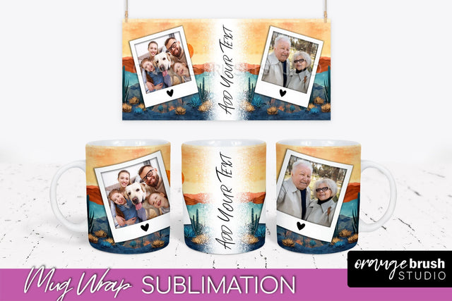 Add Your Photo Mug Wrap - Boho Mug Sublimation Design Sublimation OrangeBrushStudio 