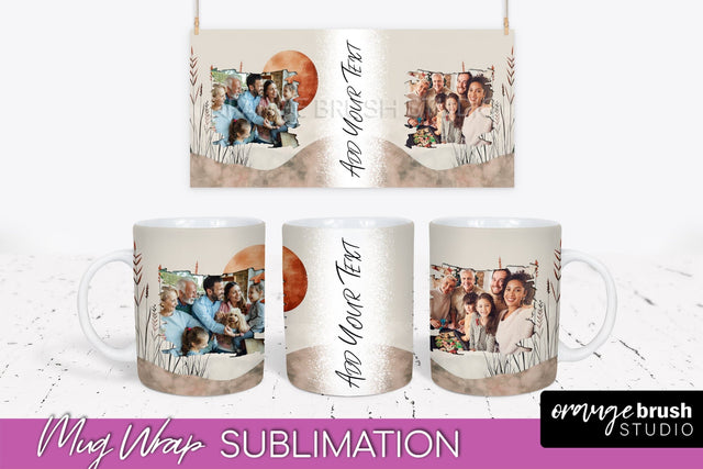 Add Your Photo Mug Wrap - Boho Mug Sublimation Design Sublimation OrangeBrushStudio 