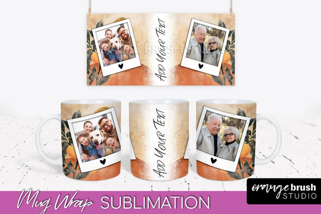 Add Your Photo Mug Wrap - Boho Mug Sublimation Design Sublimation OrangeBrushStudio 