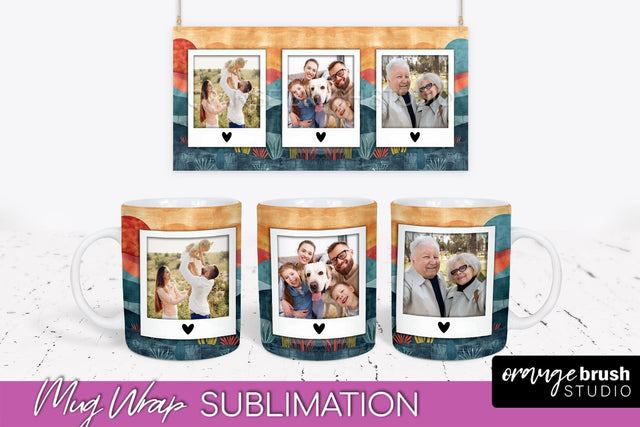 Add Your Photo Mug Wrap - Boho Mug Sublimation Design Sublimation OrangeBrushStudio 