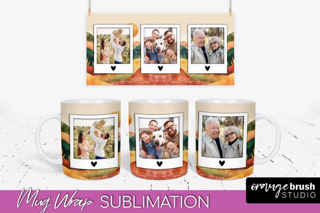 Add Your Photo Mug Wrap - Boho Mug Sublimation Design Sublimation OrangeBrushStudio 