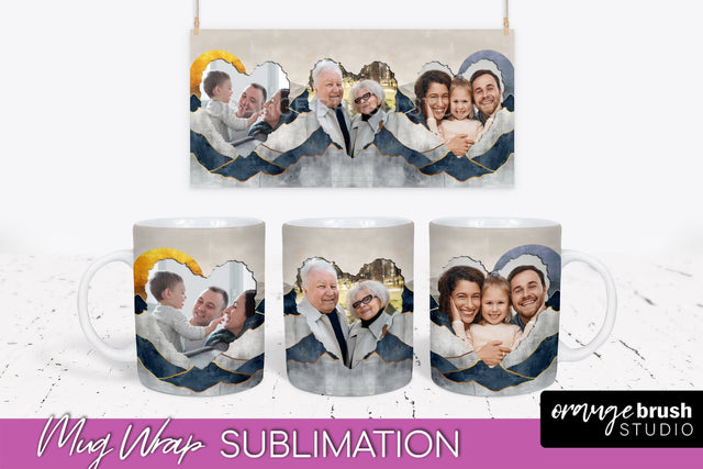 Add Your Photo Mug Wrap - Boho Mug Sublimation Design Sublimation OrangeBrushStudio 