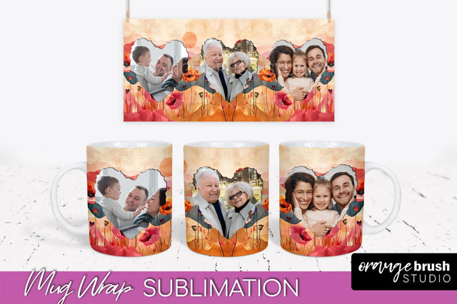 Add Your Photo Mug Wrap - Boho Mug Sublimation Design Sublimation OrangeBrushStudio 