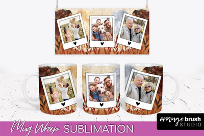 Add Your Photo Mug Wrap - Boho Mug Sublimation Design Sublimation OrangeBrushStudio 
