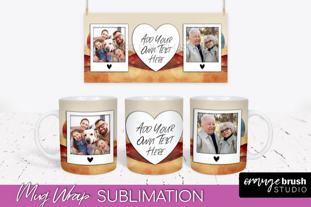 Add Your Photo Mug Wrap - Boho Mug Sublimation Design Sublimation OrangeBrushStudio 