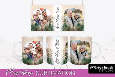 Add Your Photo Mug Wrap - Boho Mug Sublimation Design Sublimation OrangeBrushStudio 